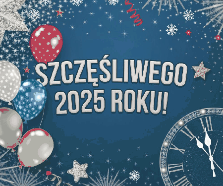 Niebieska kartka Szczęśliwego Nowego 2025 Roku